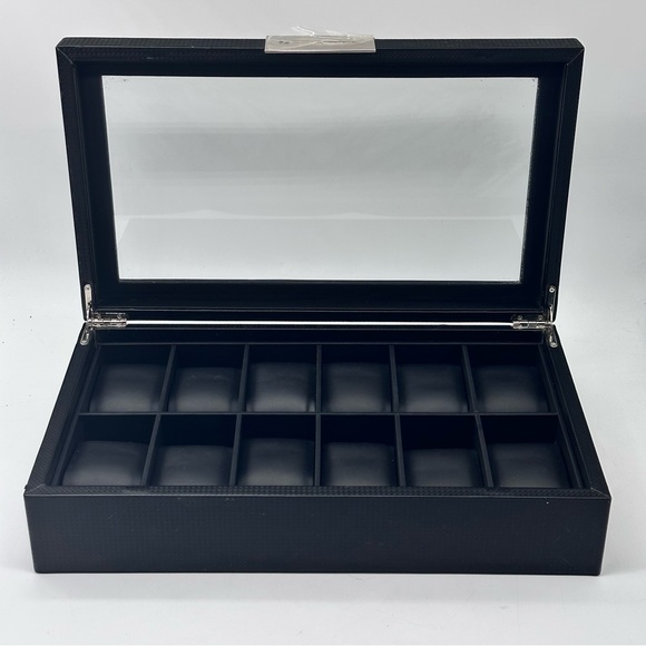 SONGMICS Watch Storage Box 12 Slots -Carbon Fiber Display Case with Metal Buckle - Picture 3 of 10